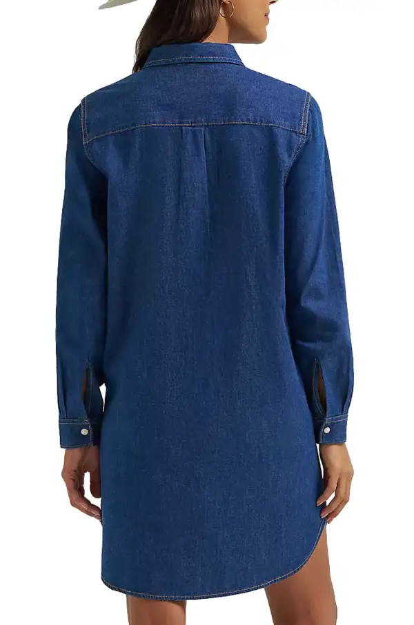 Denim Snap Front Mini Dress