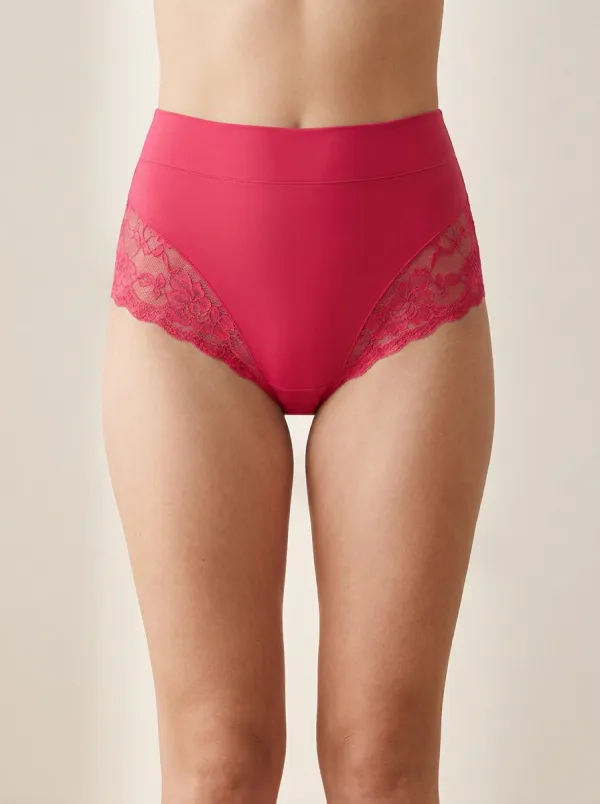 Modern High-Waisted Floral-Lace Lace-Trimmed Panties