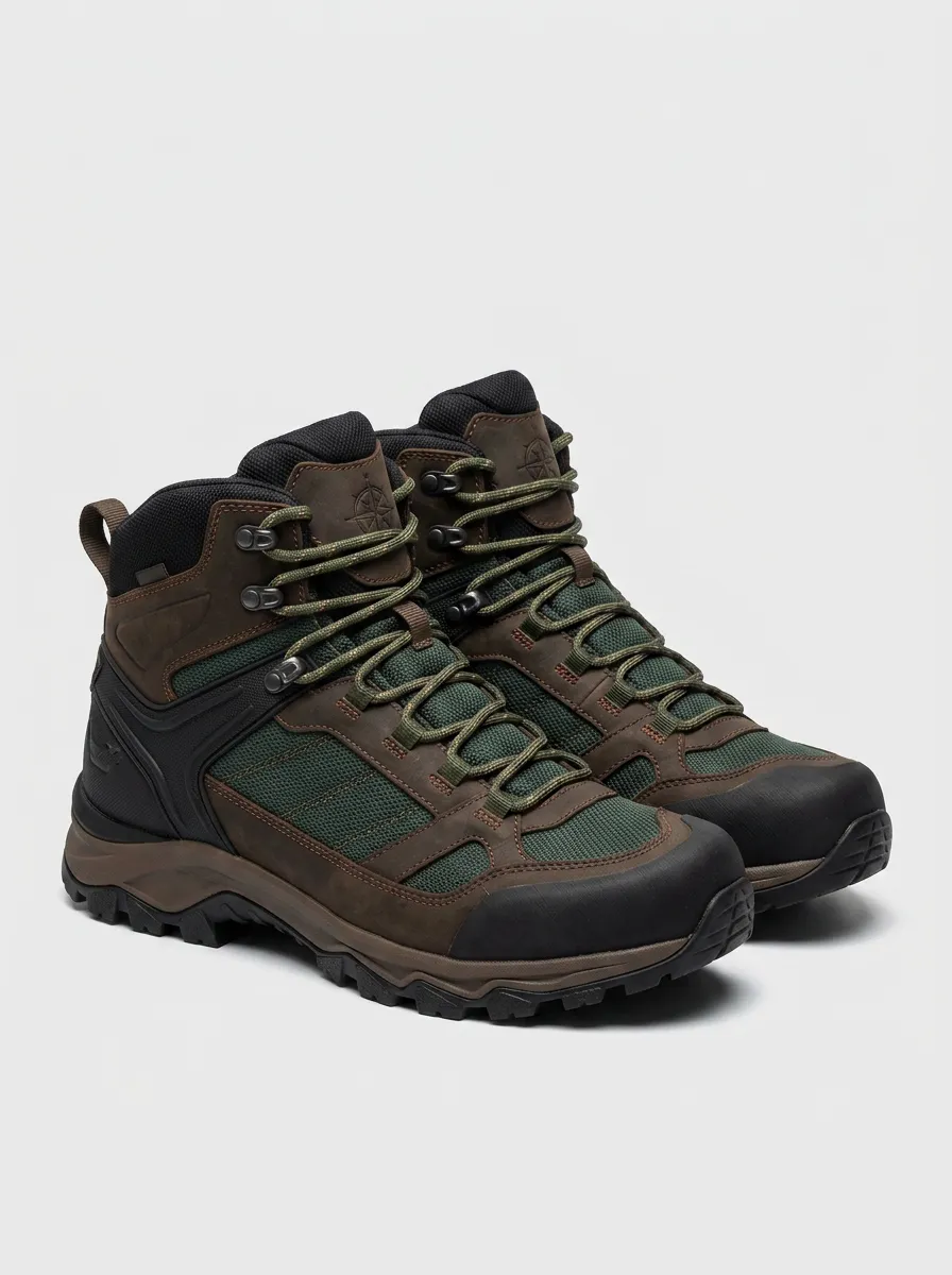 Men's Mixed-Media Lace-Up Hiking Boots