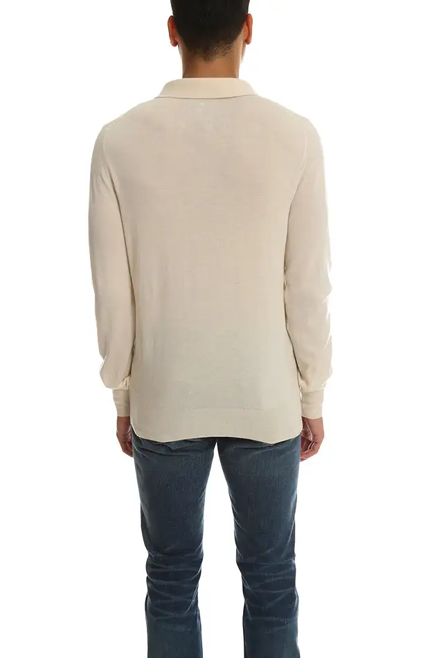 Long Sleeve Cashmere Knit Polo Shirt