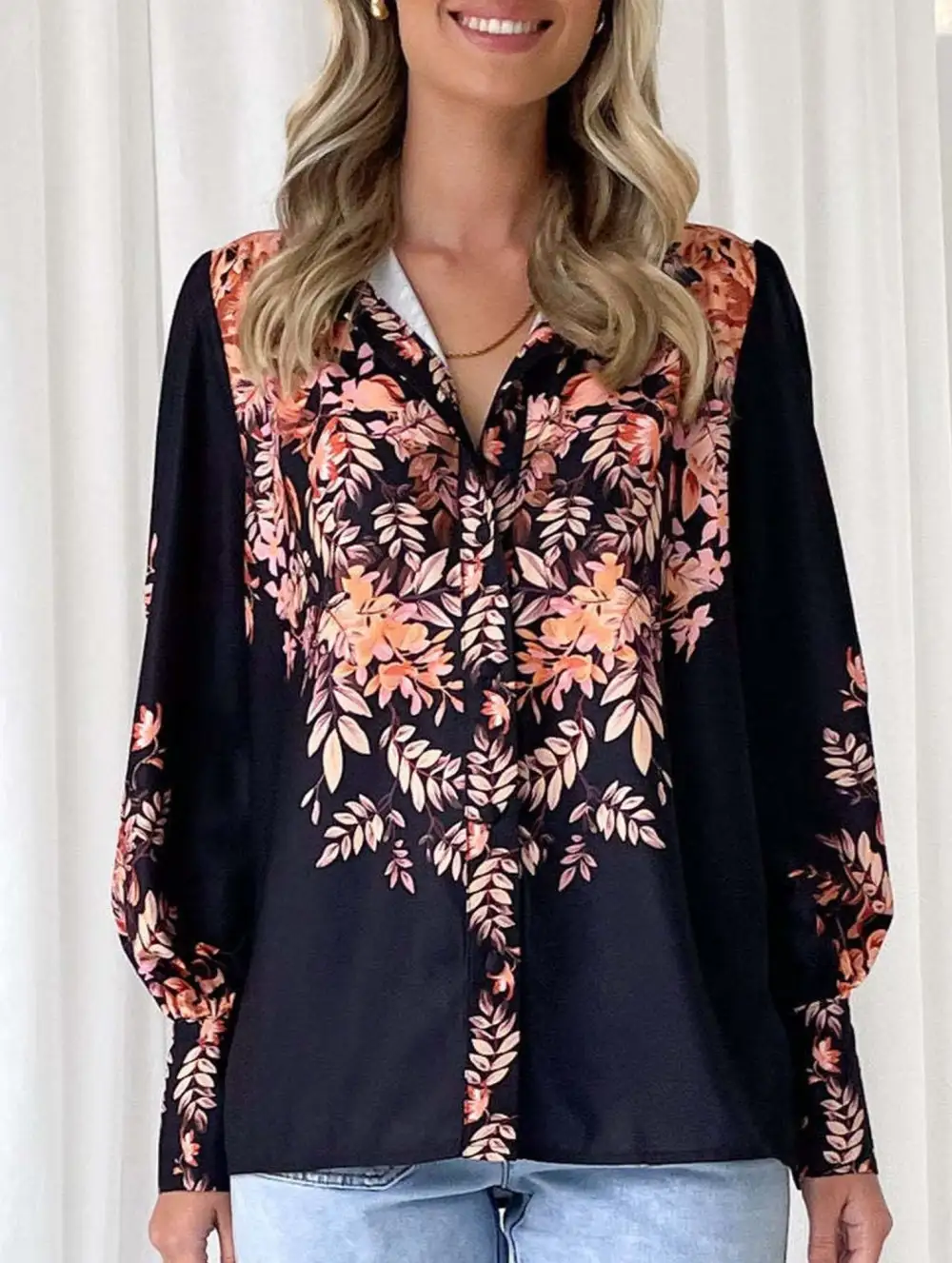 Lantern Sleeve Printed Top