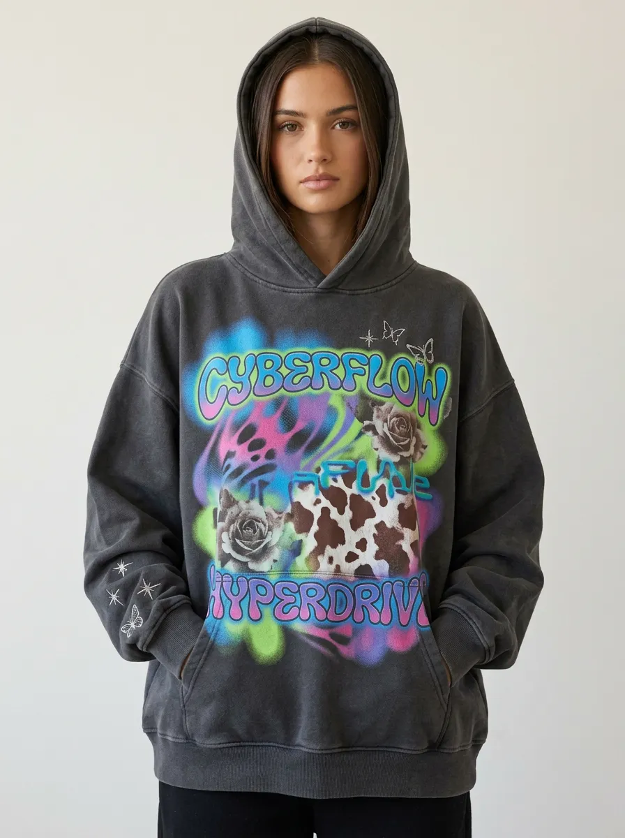 Unisex Streetwear Rose Hoodie