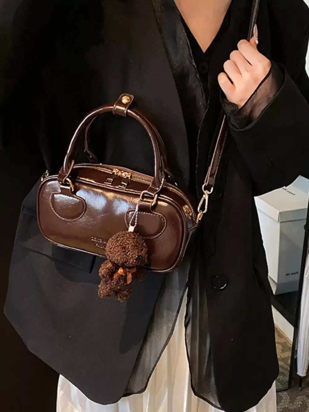 Vintage Style Crossbody Bag with Charm