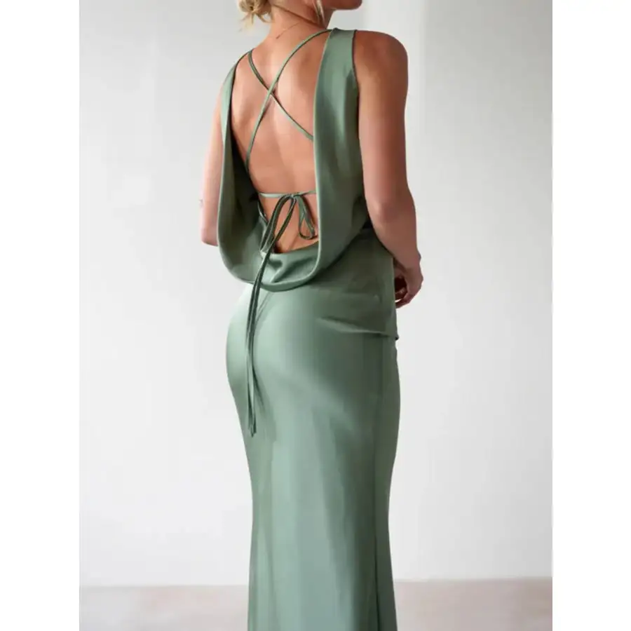 Satin Sleeveless Maxi Dress