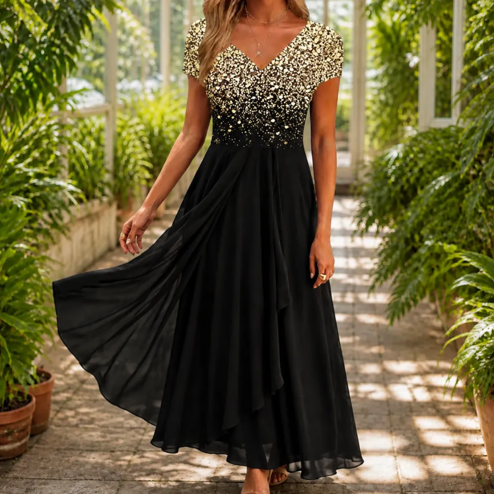 Printed A-Line Sweetheart Neck Maxi Dress