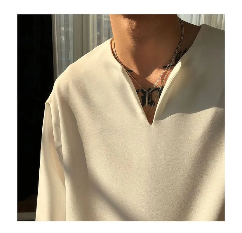 V-Neck Cuff Detail Long Sleeve Shirt