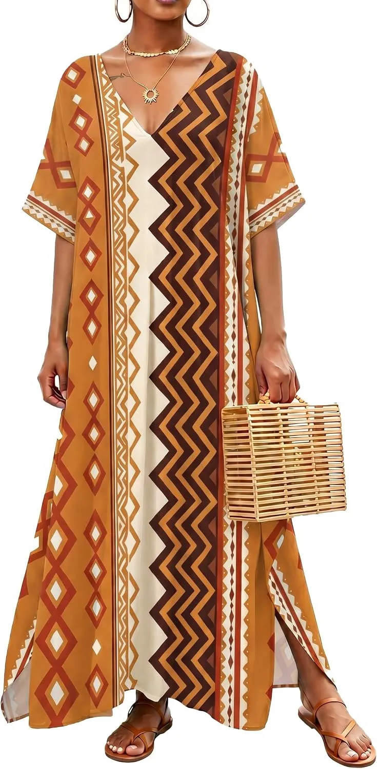 Women Moomoo Dress Beach Cover Ups for Women Long Kaftan Nightgown Muumuu Plus Size Caftan