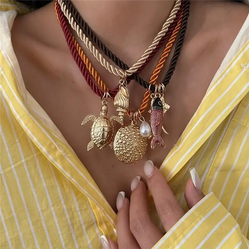 Fish Turtle Shell Pendant Necklace