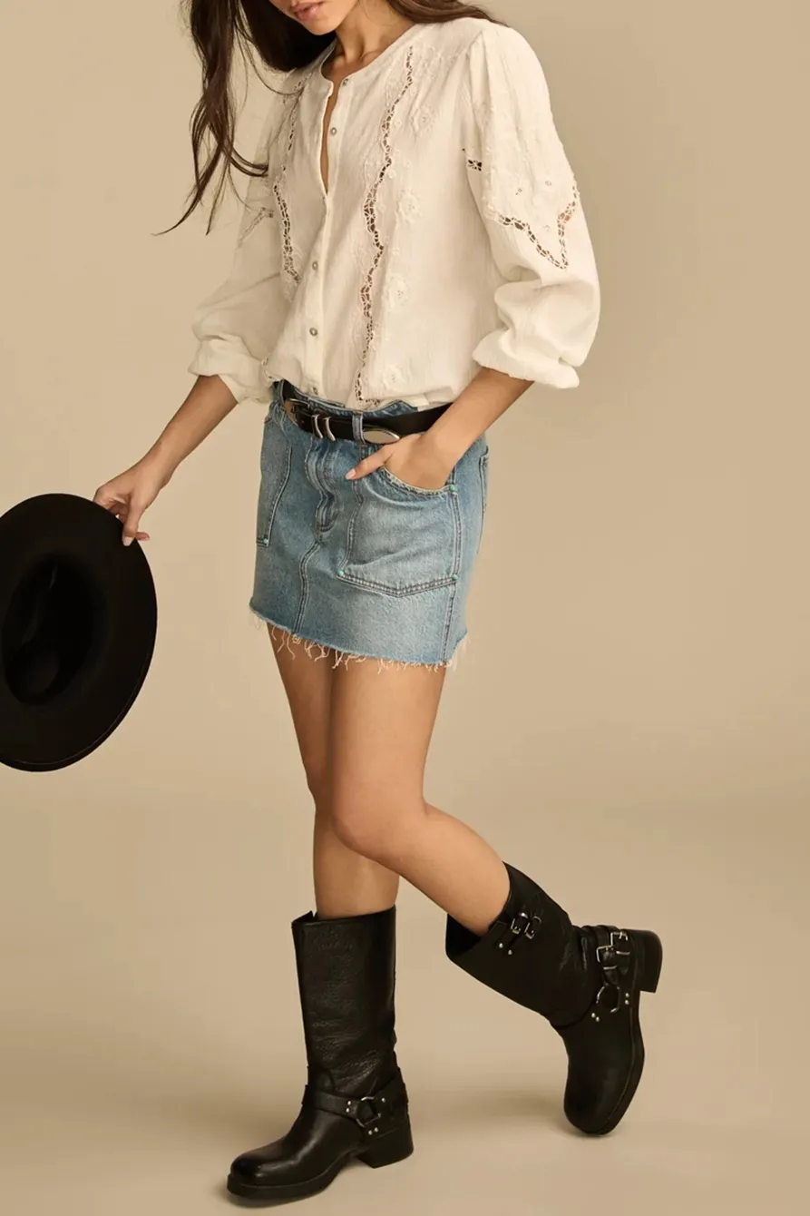 Denim Wester Midi Skirt