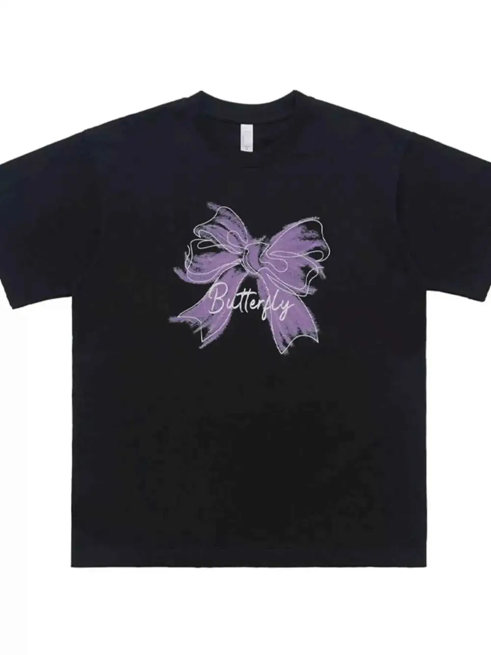 Bow Butterfly Round Neck Short Sleeve T-Shirt