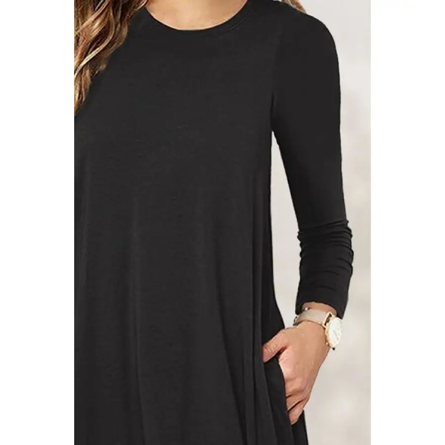 Easy Everyday Round Neck Long Sleeve Mini Dress