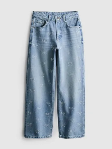 7-15yrs | Diamanté Bow Wide Leg Jeans