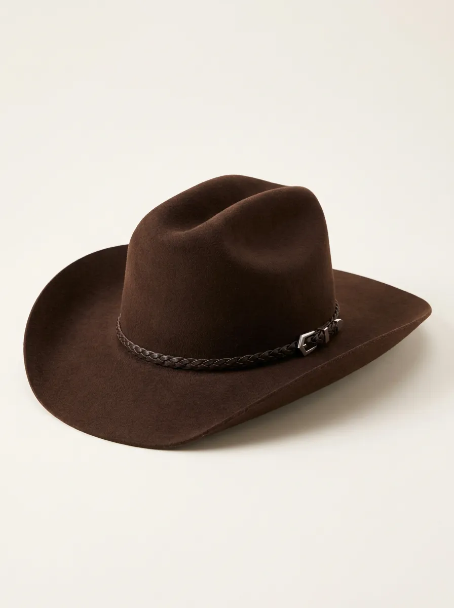 Braided Band Western Cowboy Hat in Brown