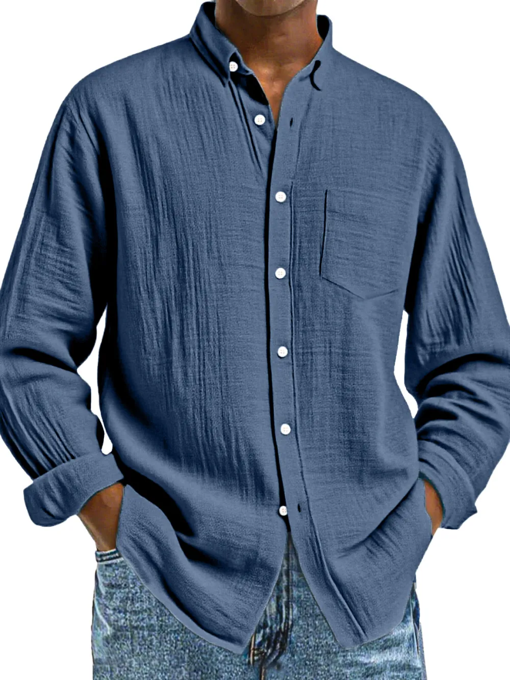 Structured Long Sleeve Button Front Shirt