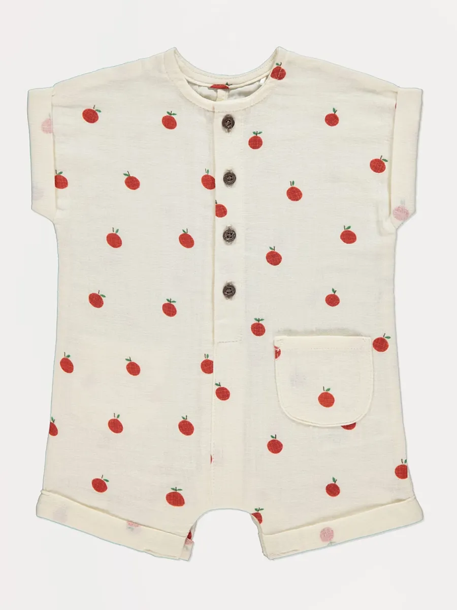 Neutral Apple Woven Romper