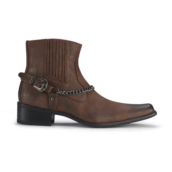 Suede Faux-Leather Pointed-Toe Chelsea Boots