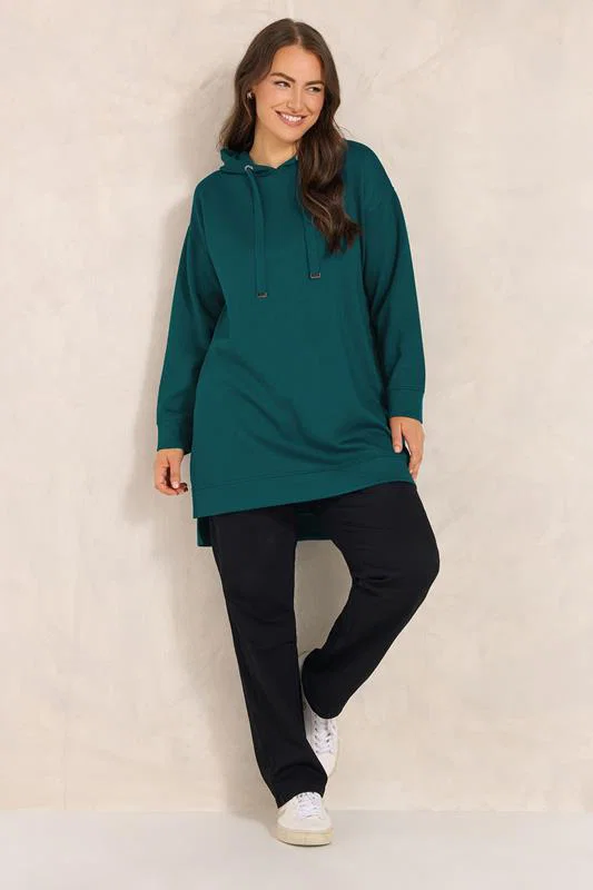 Teal Green Luxe Drawstring Hoodie detail 1