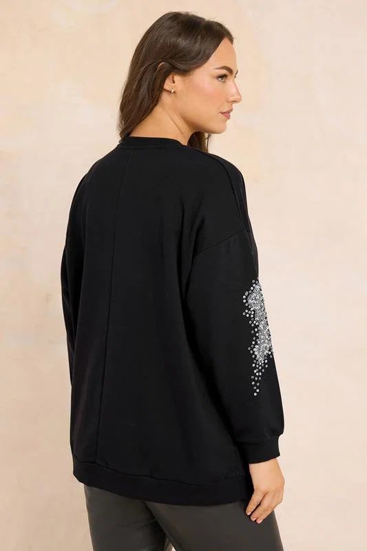Black & Silver Sequin Embellished Sweatshirt detail 2