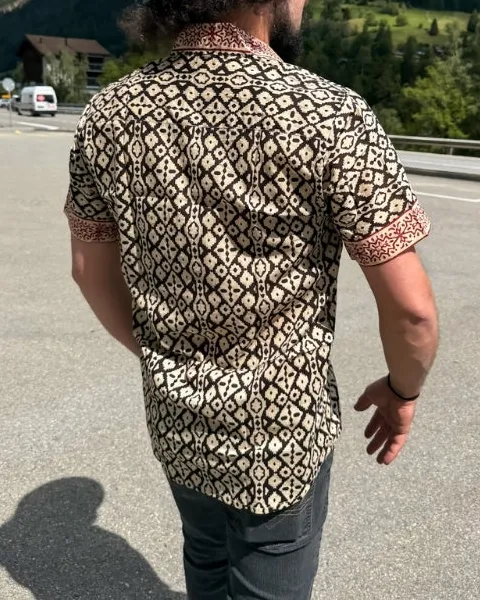 Relaxed Boho Print Men's Shirt