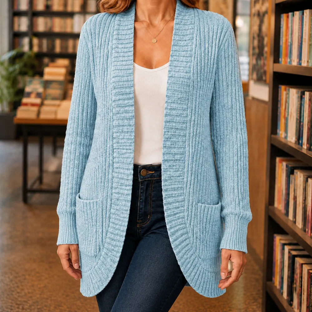 Ribbed Draped Cardigan