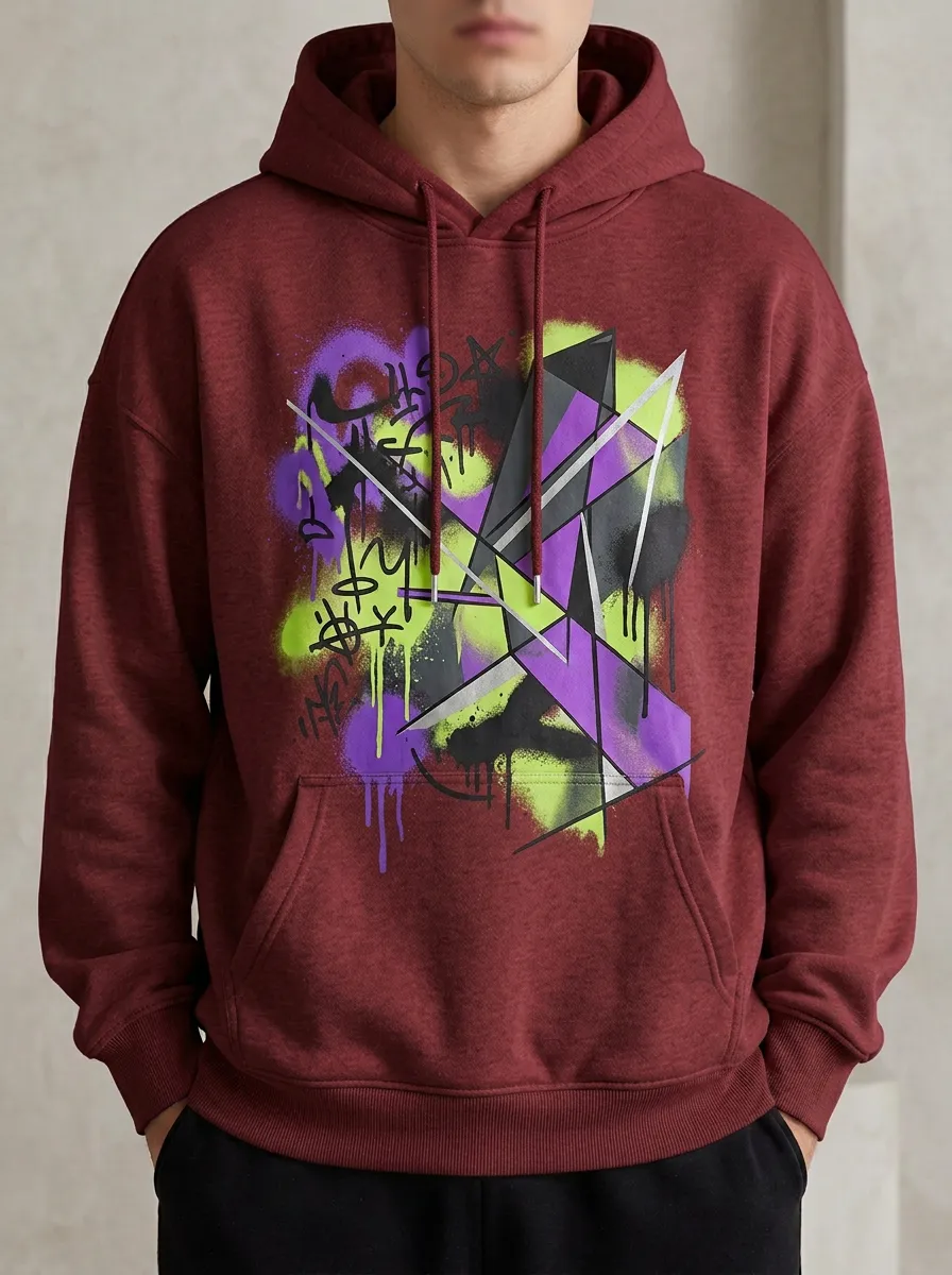 Unisex Streetwear Graffiti Geometric Hoodie