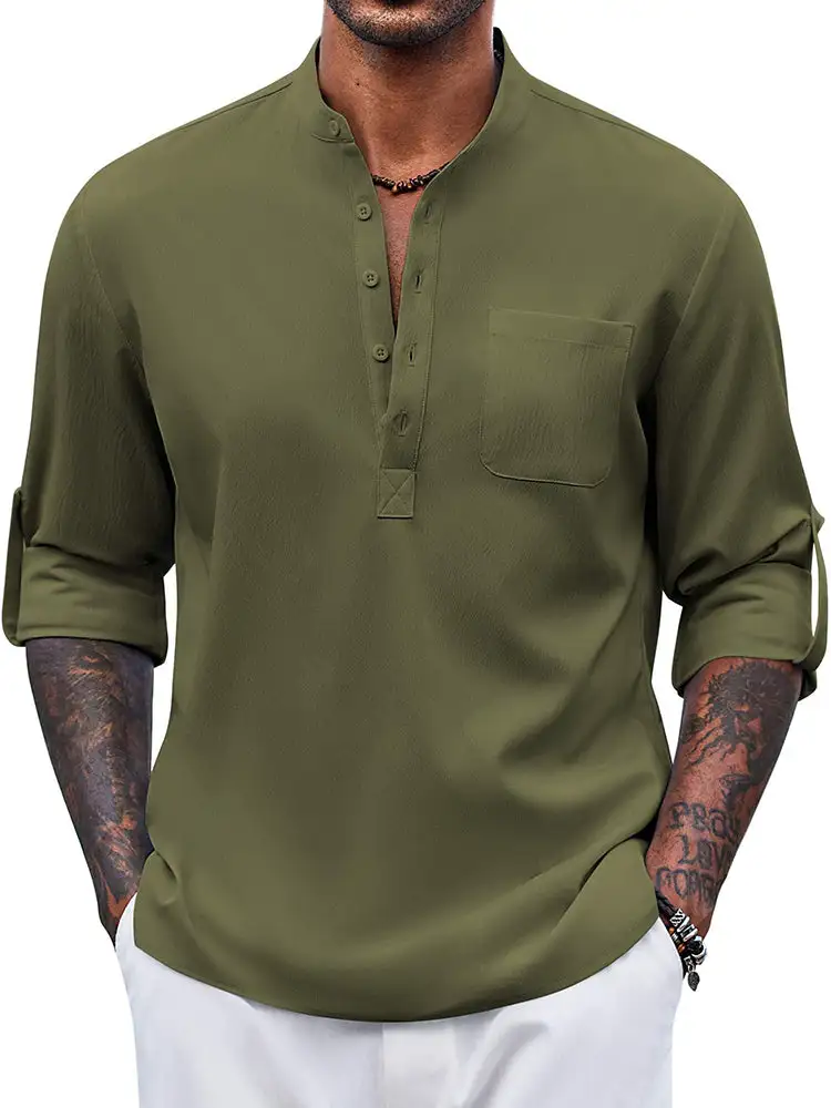 Casual Summer Vacation Henley Shirt
