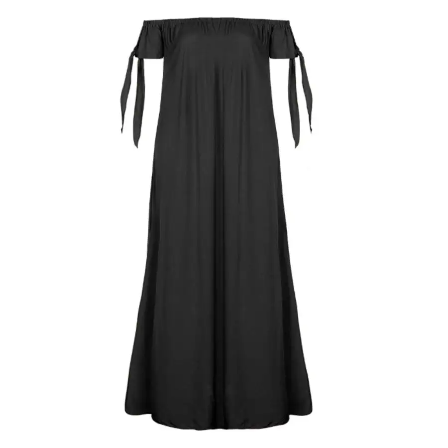 Slit Off Shoulder Short Sleeve Midi Dress