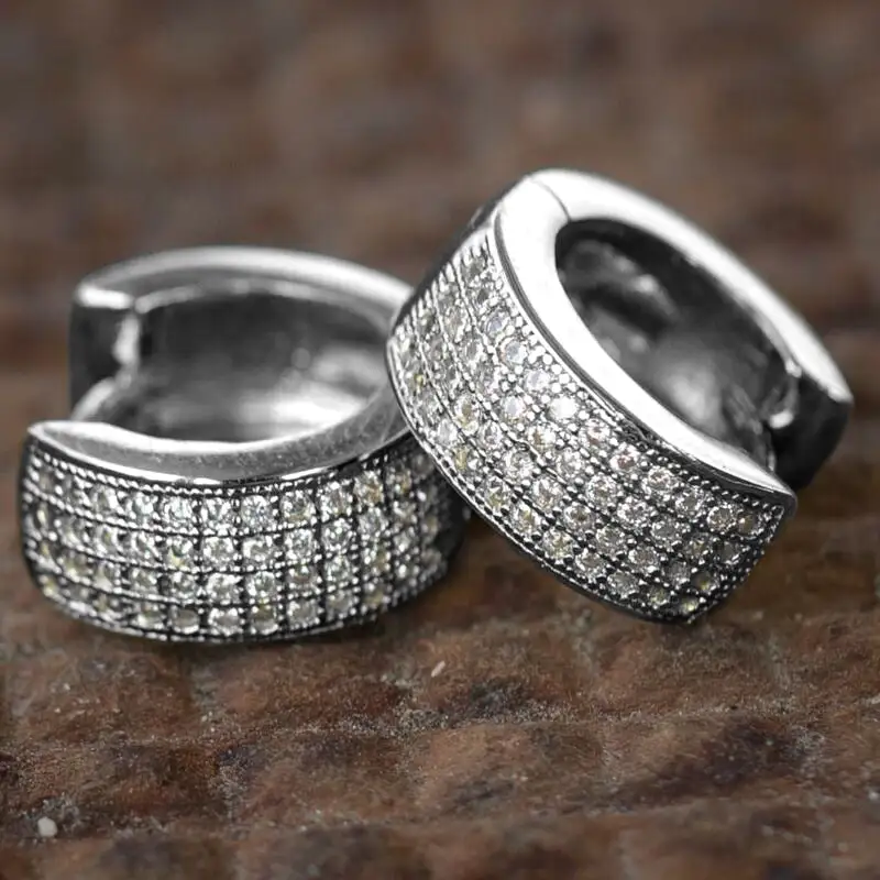 Stone Hip Hop Rhinestone Zircon Men's Earrings