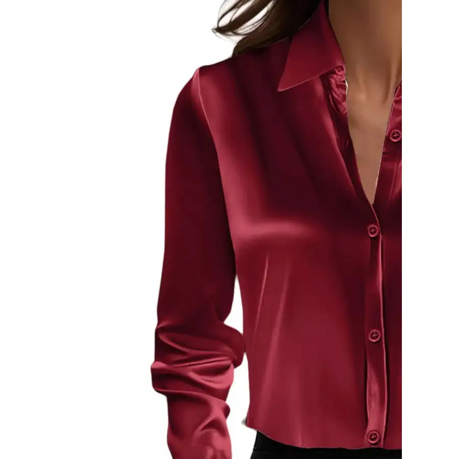 Full Size Button Down Collared Neck Long Sleeve Shirt Plus Size