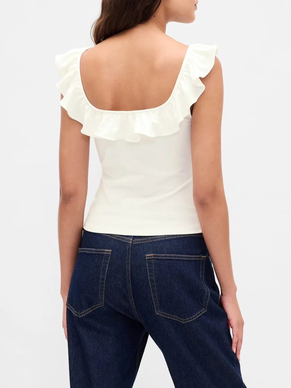 Large Round Neck Ruffled Vest