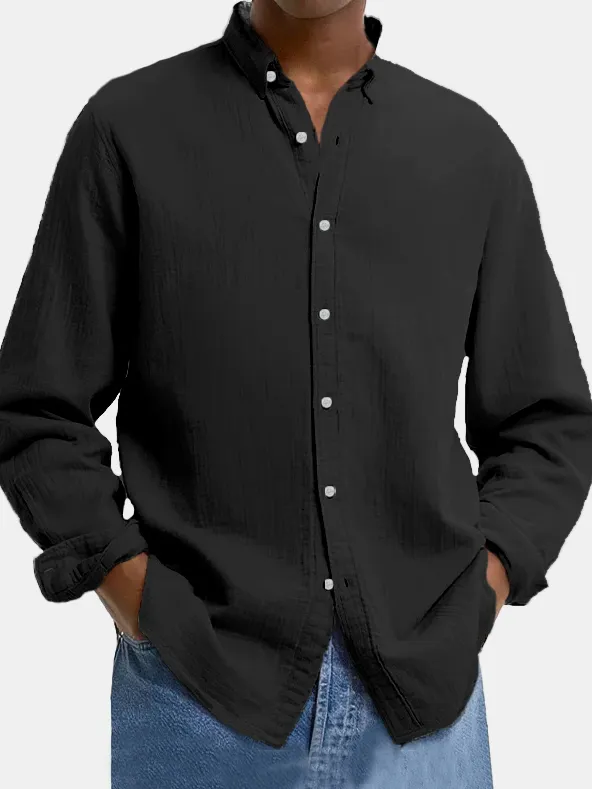 Cotton Linen Camp Collar Shirt