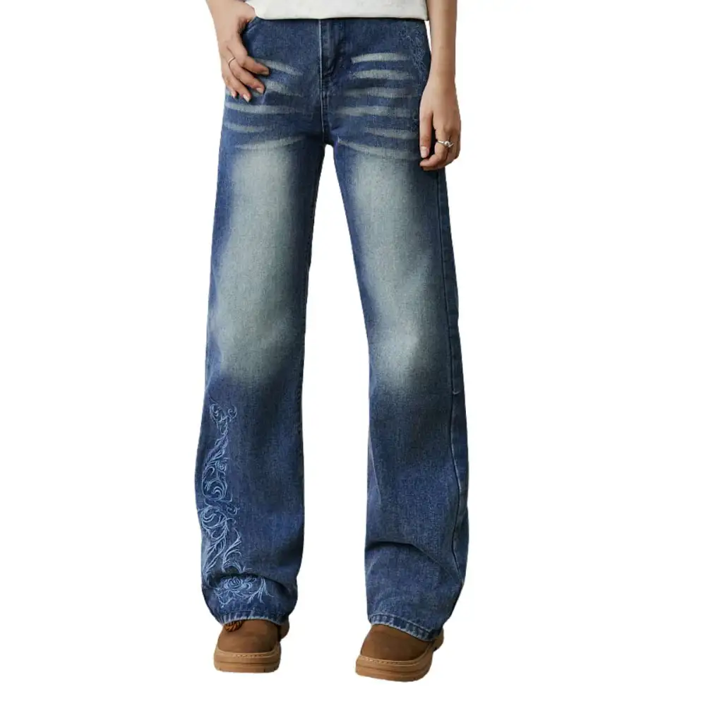 Bootcut Embroidered Denim Jeans