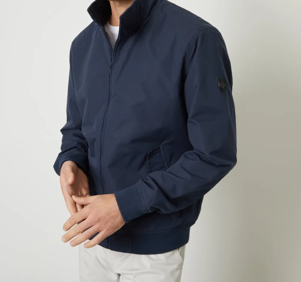 Navy Funnel-Neck Zip Jacket