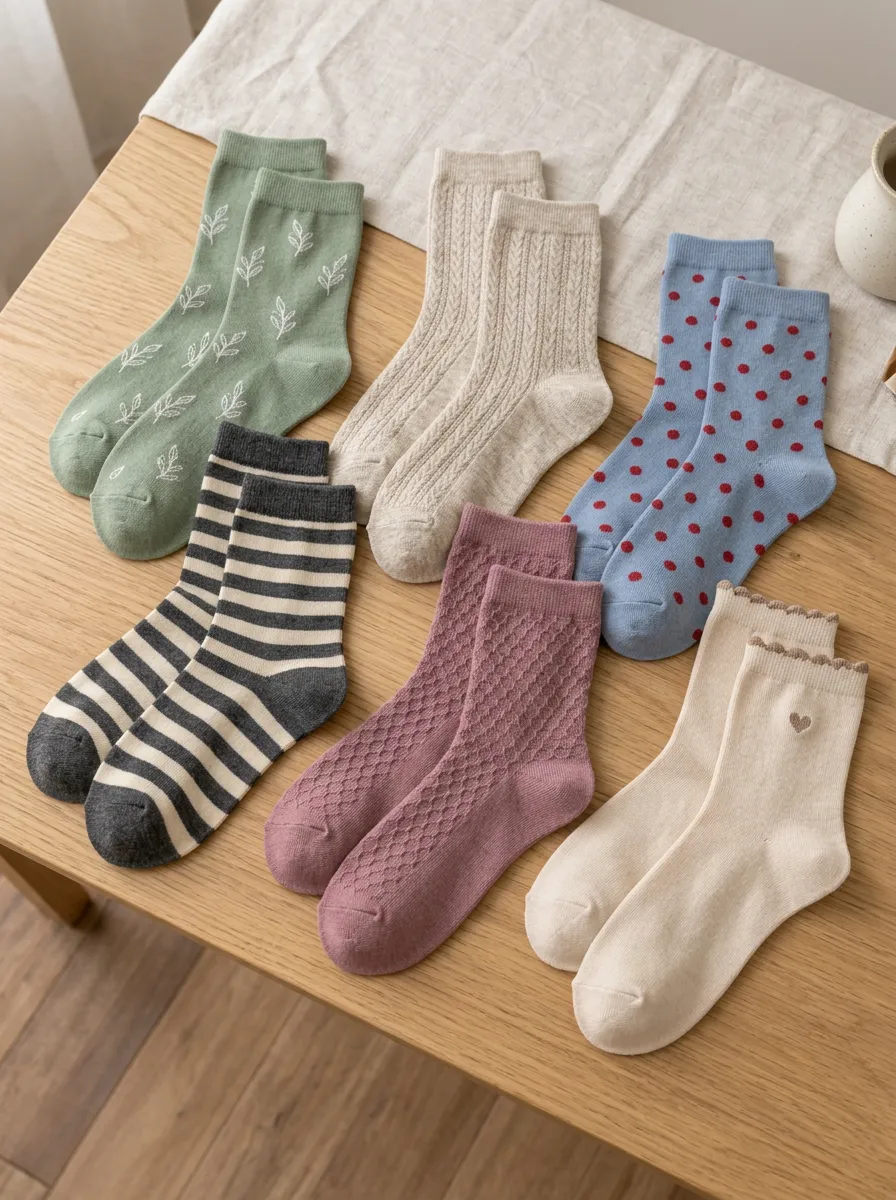Women's Vintage Style Mixed Pattern Printed Cotton Socks Set