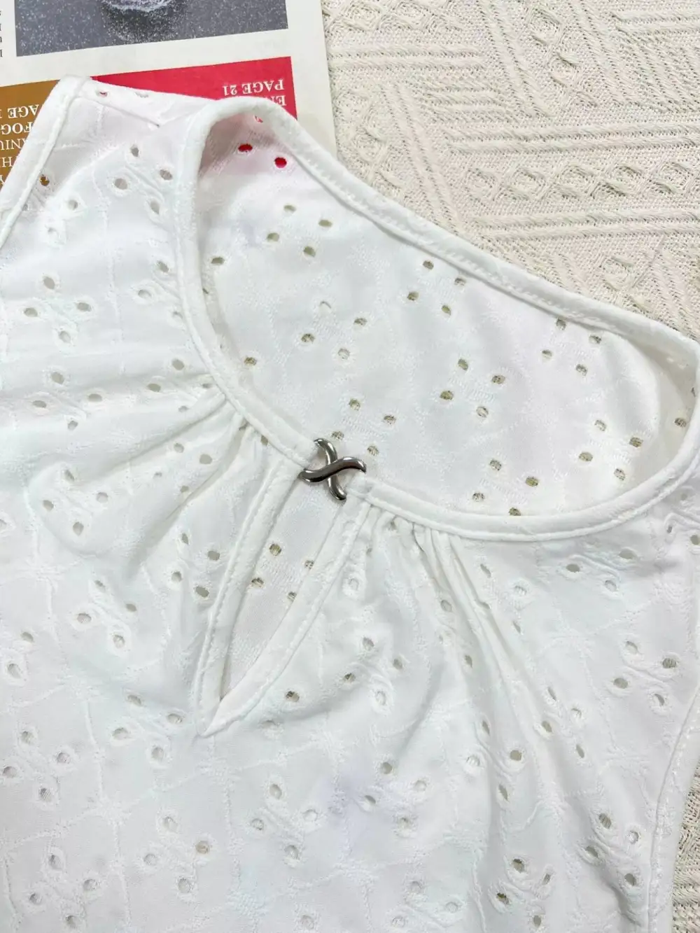 Eyelet Round Neck Cami