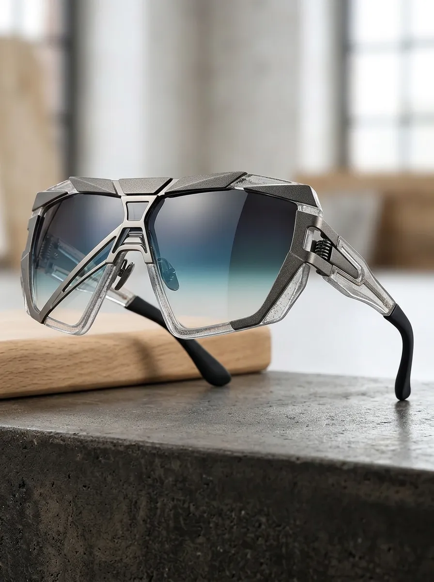 Men's Cyberpunk Futuristic Geometric Frame Gradient Sunglasses
