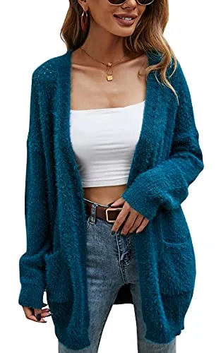 Womens Cardigan Color Block Striped Draped Kimono Cardigans Long Sleeve Open Front Casual Knit Sweaters Coat Outwear