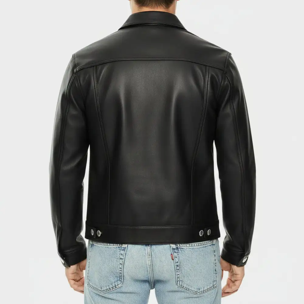 Classic Leather Biker Trucker Motorcycle Jacket