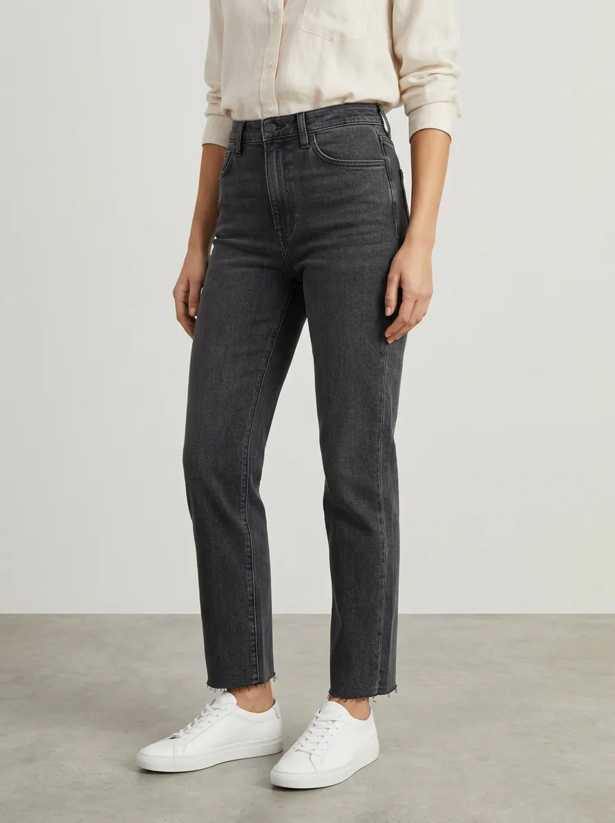Modern High-Rise Vintage-Wash Women's Straight-Leg Jeans