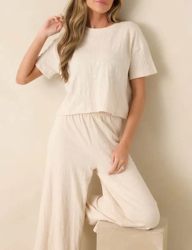 Ivory Textured Cropped Tee