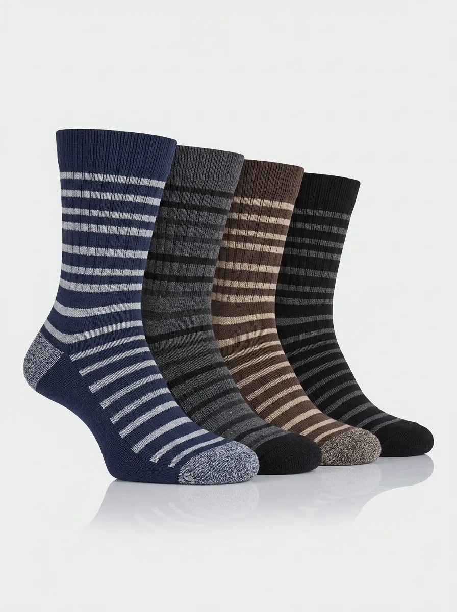 Striped Four-Pair Crew Socks