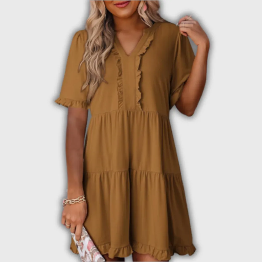 V-Neck Flowing Relaxed Mini Dress