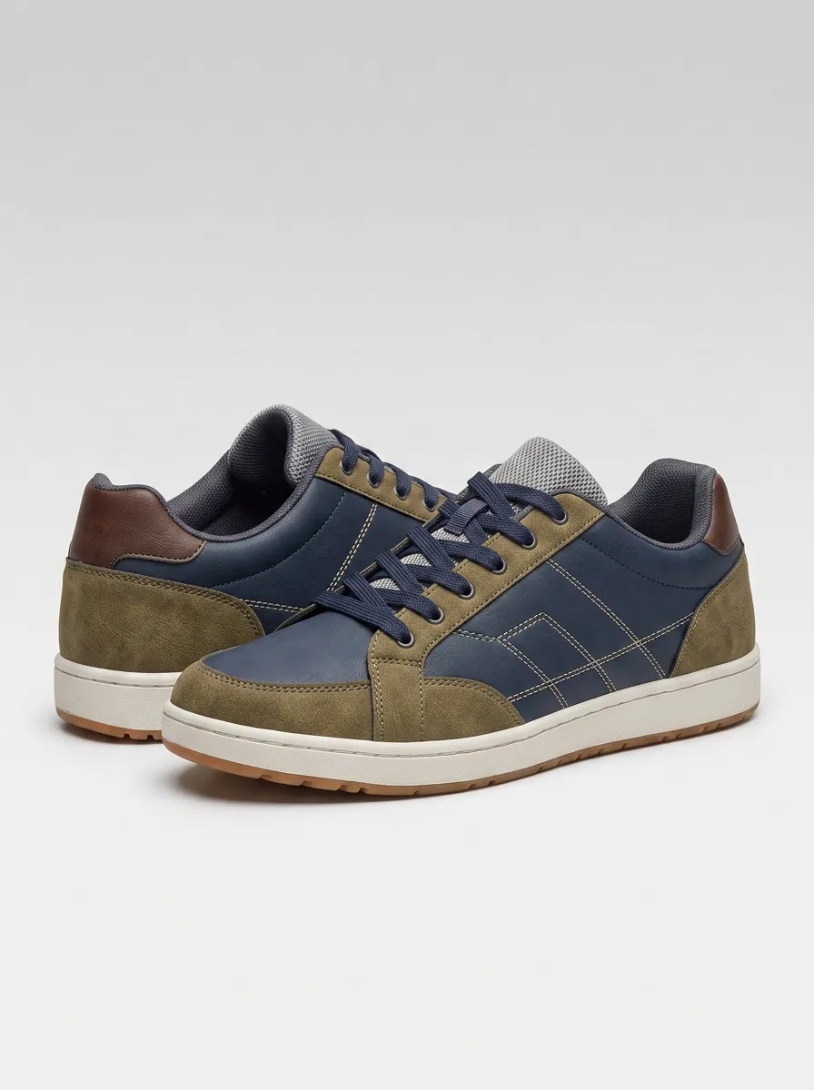 Suede-Panel Mesh-Panel Mixed-Media Men's Athletic Sneakers