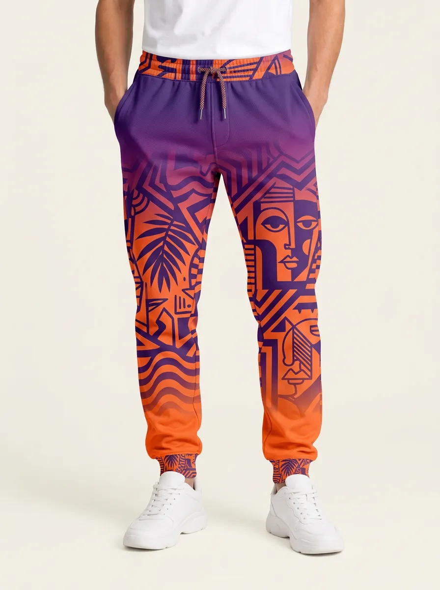 Men's Abstract Abstract Face Motif Casual Joggers