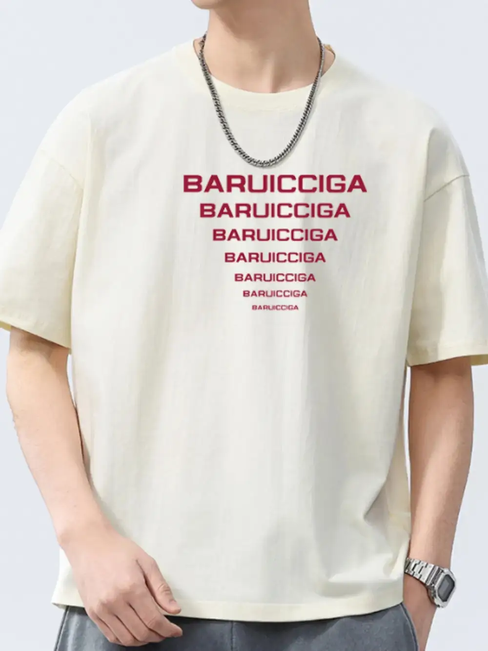 Cotton Letter Round-Neck Short-Sleeve T-Shirt