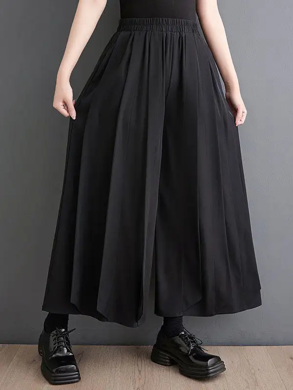 Women's Cropped Loose Fit Pleated Pants