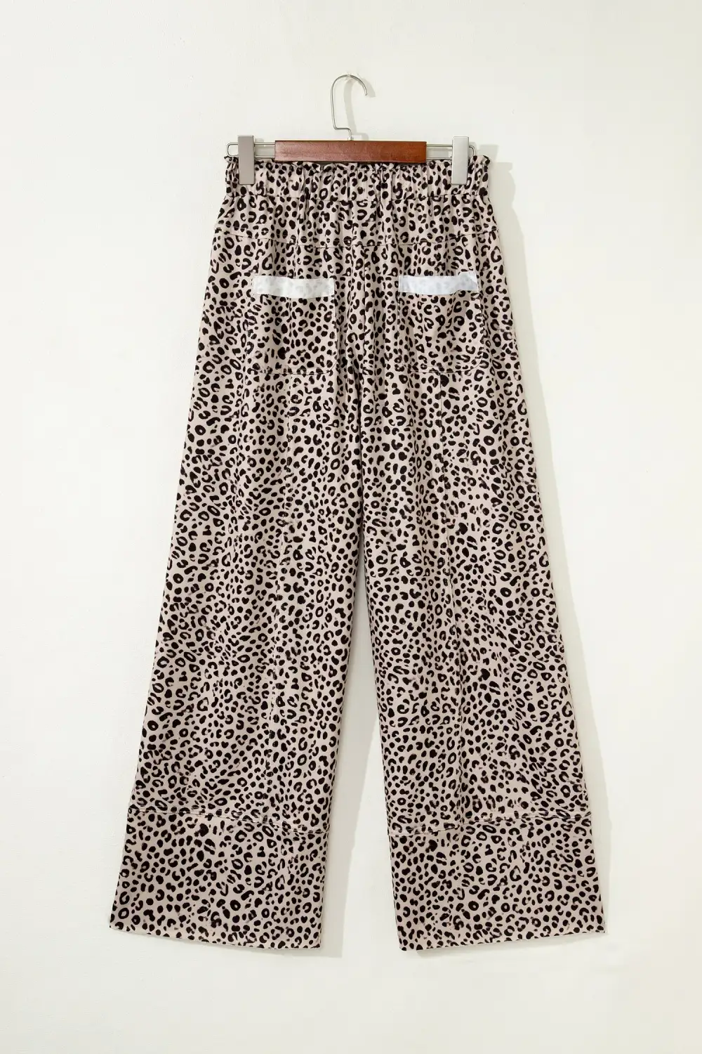 Animal Print Wide Leg Terry Knit Trousers