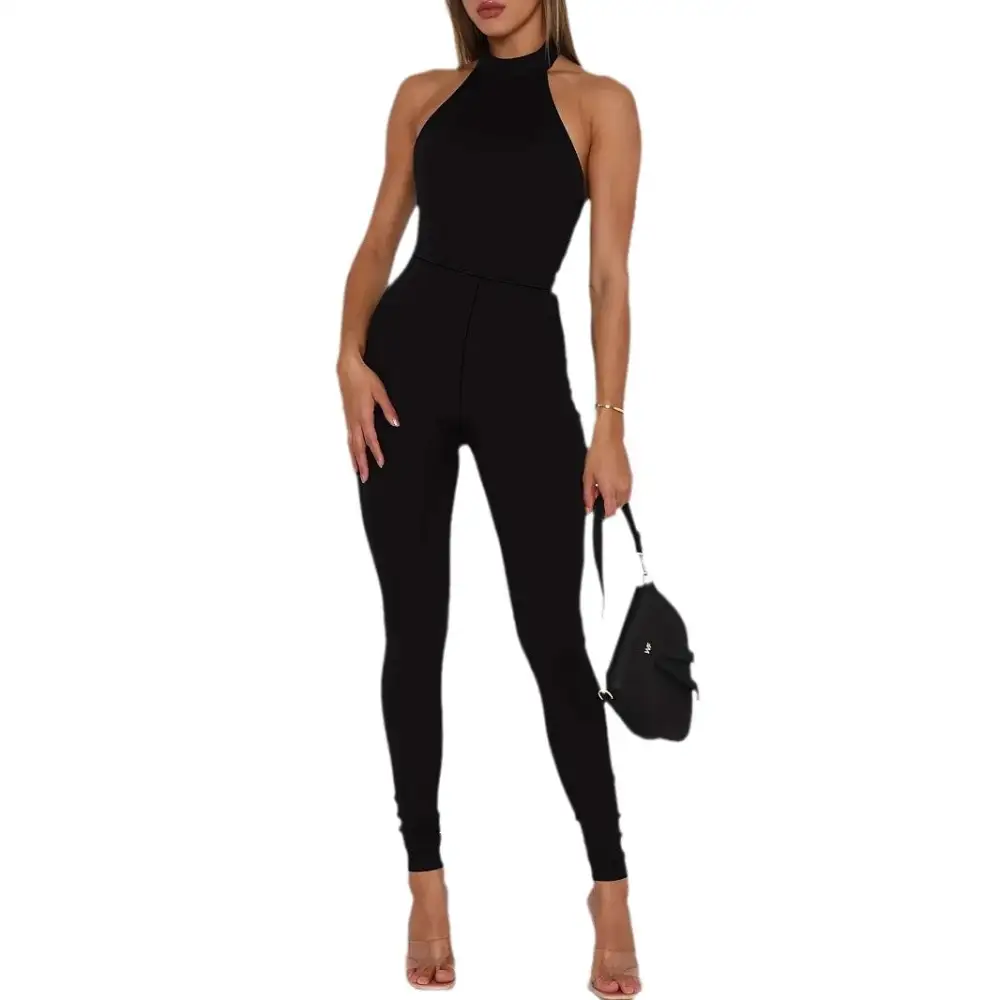 Backless Pure Wide Leg Jumpsuit