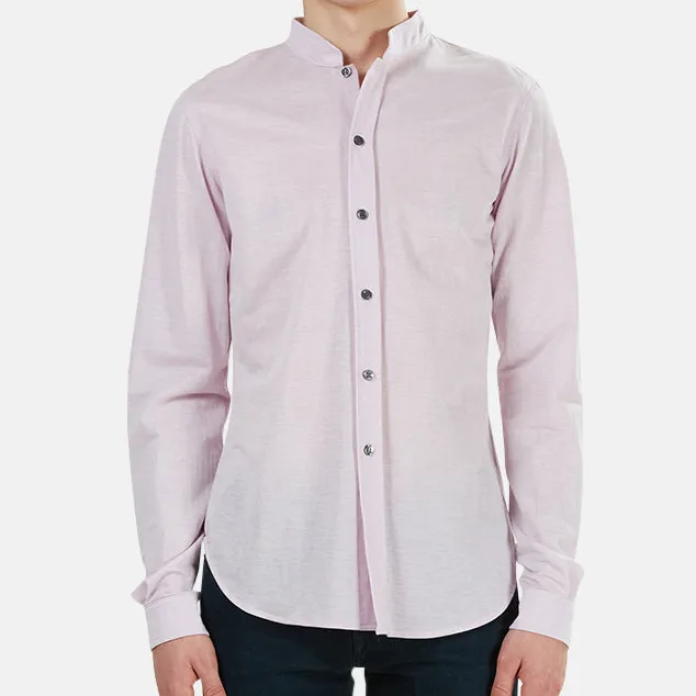 Button Down Cotton Mandarin Collar Shirt