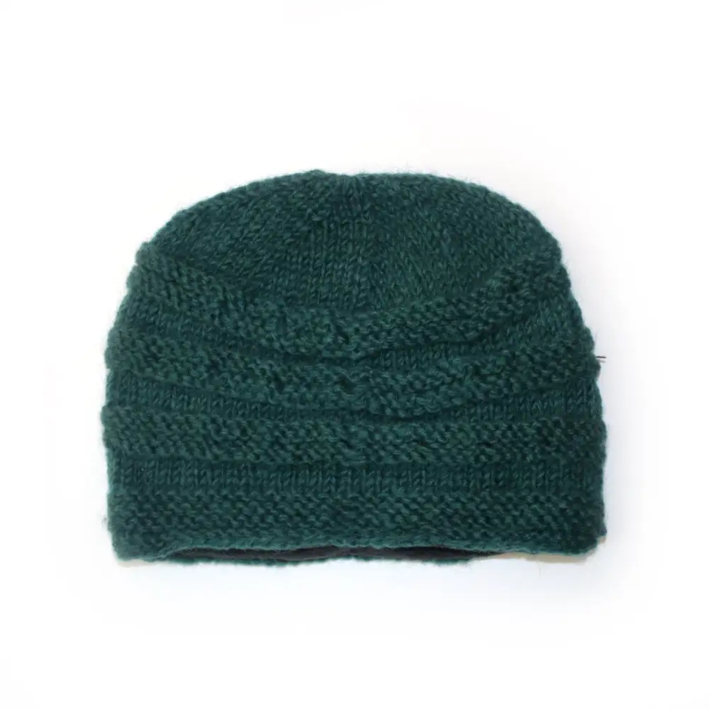 Rib Knit Plain Wool Beanie Hat